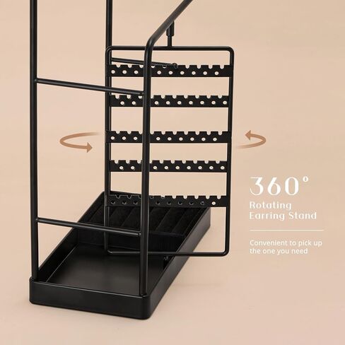 ProCase Jewelry Stand Holder Organizer and Storage, Jewelry Display Stand Tower Rack with Velvet Ring Tray, Rotating Earring Display Hanging, Bracelet Necklace Holder, Gifts for Women Girls -Gold in Saudi Arabia