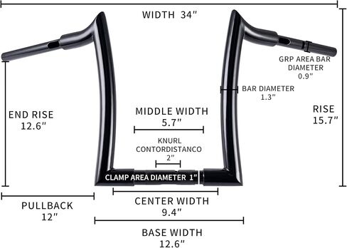 14 "" Rise Hools Handlebar 1-1/2 "" Bar Diameter Bar متوافق مع Harley Touring 121 2023 CVO Road Glide ، 2024 Road Glide Fltrx (Hoosers) in Kuwait