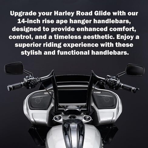 14 "" Rise Hools Handlebar 1-1/2 "" Bar Diameter Bar متوافق مع Harley Touring 121 2023 CVO Road Glide ، 2024 Road Glide Fltrx (Hoosers) in Kuwait