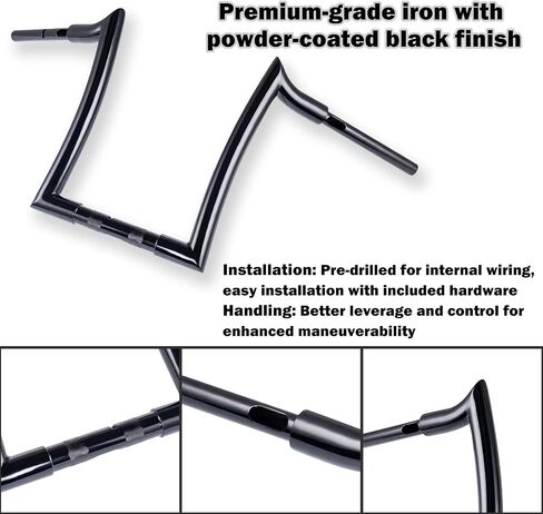 14 "" Rise Hools Handlebar 1-1/2 "" Bar Diameter Bar متوافق مع Harley Touring 121 2023 CVO Road Glide ، 2024 Road Glide Fltrx (Hoosers) in Kuwait
