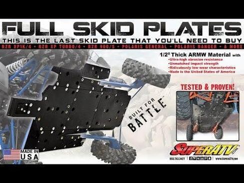 SuperATV ARMW Heavy-Duty Skid Plate for Polaris RZR XP 4 Turbo S (2019+) – Full Underbody Protection, Easy Clean-Up, Made in USA in Saudi Arabia