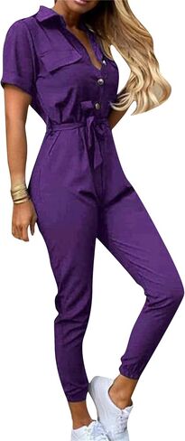 Women's Long Pants Outfits Sexy Summer Jumpsuits Bodycon Belted Romper in Saudi Arabia