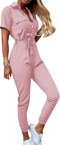 Women's Long Pants Outfits Sexy Summer Jumpsuits Bodycon Belted Romper in Saudi Arabia