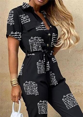 Women's Long Pants Outfits Sexy Summer Jumpsuits Bodycon Belted Romper in Saudi Arabia