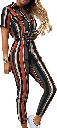 Women's Long Pants Outfits Sexy Summer Jumpsuits Bodycon Belted Romper in Saudi Arabia