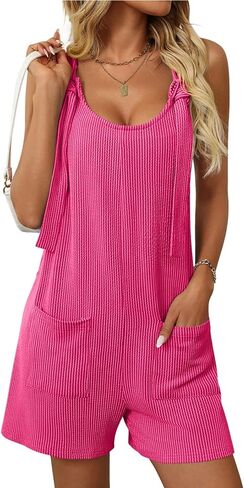 Summer Romper for Women Beach Vacation Casual Shorts Jumpsuits Loose Fit Trendy Striped Sleeveless Overalls in Saudi Arabia