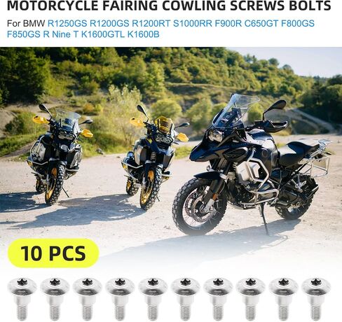 10 Pcs Motorcycle Fairing Cowling Screws Bolts M5*17.5 for BMW R1250GS R1200GS R1200RT S1000RR F900R C650GT F800GS F850GS R Nine T K1600GTL K1600B Motorcycle Shell Screws Bolt Kit (M5*17.5) in Saudi Arabia