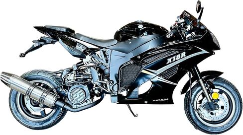 200CC Automatic Motorcycle ، Venom X18R Black ، RX-6 Auto ، WASP 200 ، ناقل حركة أوتوماتيكي بالكامل ، دراجة رياضية قانونية في الشارع ، المصابيح الأمامية ، عداد السرعة الرقمية ، موتو للبالغين ، لا تروس كاملة in Kuwait