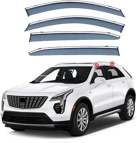 WINDOW FOSORS RAIN GURDS FOR CADILLAC XT4 MK1 2018+ Accessories ، Side Window Wind Diplectors لـ Cadillac XT4 MK1 2018 2019 2020 2021 2022 2023 2024 2025 ، 4 PCS in Kuwait