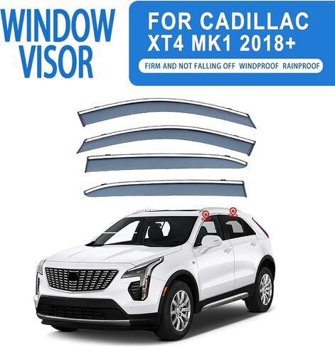 WINDOW FOSORS RAIN GURDS FOR CADILLAC XT4 MK1 2018+ Accessories ، Side Window Wind Diplectors لـ Cadillac XT4 MK1 2018 2019 2020 2021 2022 2023 2024 2025 ، 4 PCS in Kuwait