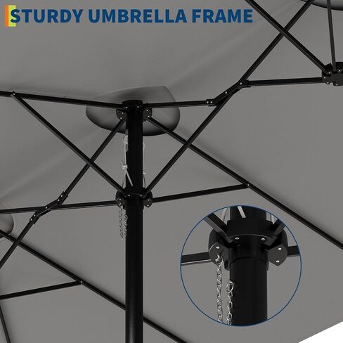 15ft Large Patio Umbrella With Base - Outdoor Double-Sided Market Umbrella, Crank Handle for Easy Opening, Durable & Stylish Design, UV Protection for Sun Safety, Perfect for Patio Tables & Poolside in Saudi Arabia