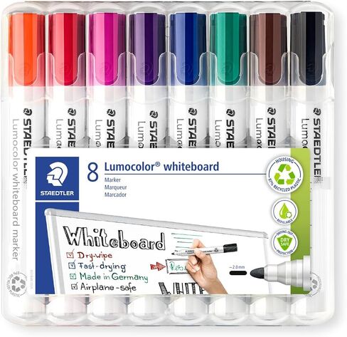 قلم تحديد السبورة البيضاء STAEDTLER 351 WP8 Lumocolor - ألوان متنوعة (عبوة من 8 قطع) in Saudi Arabia