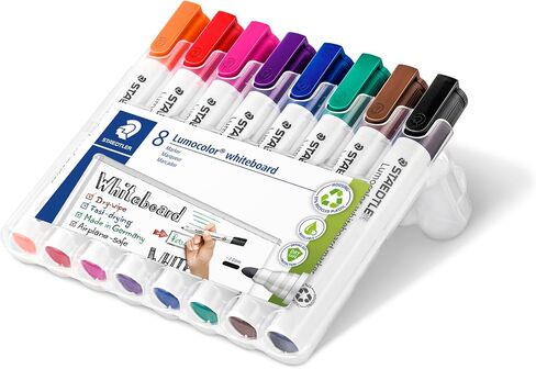 قلم تحديد السبورة البيضاء STAEDTLER 351 WP8 Lumocolor - ألوان متنوعة (عبوة من 8 قطع) in Saudi Arabia
