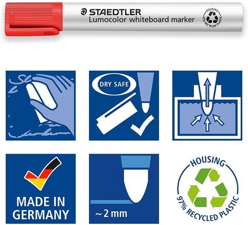قلم تحديد السبورة البيضاء STAEDTLER 351 WP8 Lumocolor - ألوان متنوعة (عبوة من 8 قطع) in Saudi Arabia