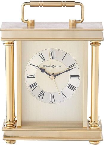 Howard Miller Audra Tabletop Clock – Decorative Brass Finish Indoor Carriage Clock with Quartz Alarm Silent Ticking Traditional Roman Numerals Vintage Style Home Table & Bookshelf Decor in Saudi Arabia