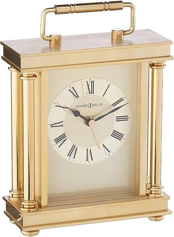 Howard Miller Audra Tabletop Clock – Decorative Brass Finish Indoor Carriage Clock with Quartz Alarm Silent Ticking Traditional Roman Numerals Vintage Style Home Table & Bookshelf Decor in Saudi Arabia