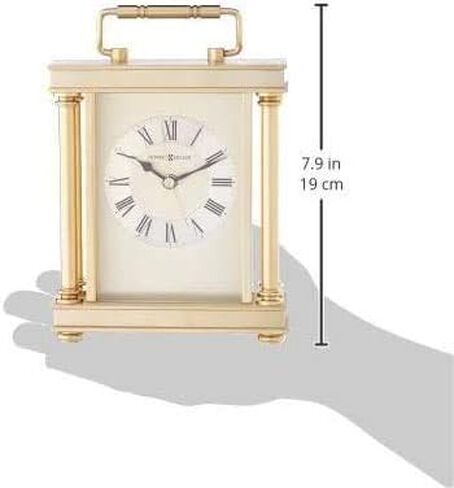 Howard Miller Audra Tabletop Clock – Decorative Brass Finish Indoor Carriage Clock with Quartz Alarm Silent Ticking Traditional Roman Numerals Vintage Style Home Table & Bookshelf Decor in Saudi Arabia