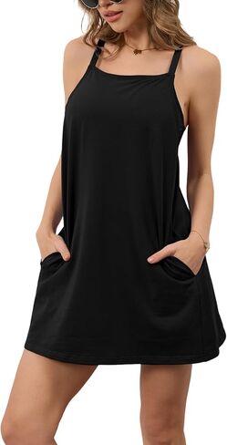 Yeokou Women's Romper Romper Dress Mini Mini بنيت في جيوب الصيف التنس تمرينات النشطات عطلة السفر in Saudi Arabia