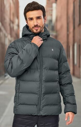 Little Donkey Andy Men's Puffer Jacket Warm Winter Coat with Hood Lightweight Insulated Quilted Jacketss for Snow Ski in Saudi Arabia