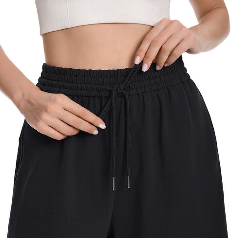 Womens Athletic Sweat Shorts Drawstring High Waisted Short Baggy Lounge Cotton Long Bermuda Shorts with Pockets in Kuwait