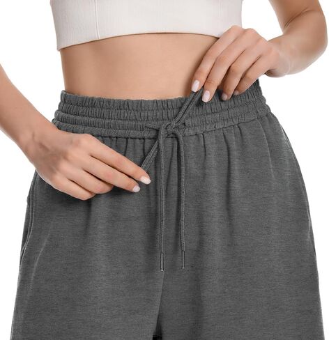 Womens Athletic Sweat Shorts Drawstring High Waisted Short Baggy Lounge Cotton Long Bermuda Shorts with Pockets in Kuwait