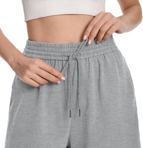 Womens Athletic Sweat Shorts Drawstring High Waisted Short Baggy Lounge Cotton Long Bermuda Shorts with Pockets in Kuwait