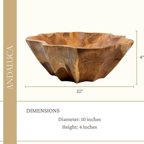 ANDALUCA Live Edge Decorative Teak Wood Bowl (Large) in Kuwait