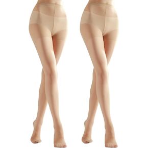 زوجان من الجوارب النسائية الشفافة مع مقاومة للجري، جوارب طويلة للسيدات 20D عالية الخصر تدعم التحكم مع أصابع معززة. أسود M in Kuwait