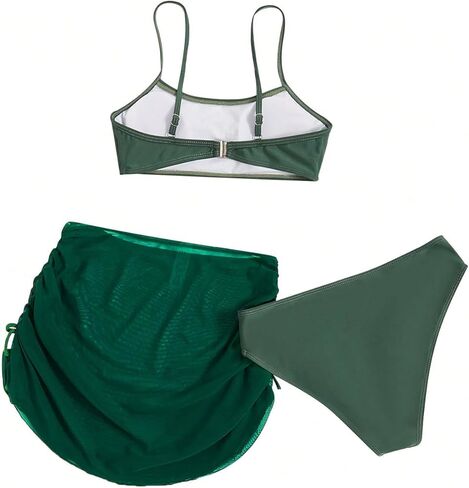 Milumia Girl's 3 Set Bikini Set Swimsuit with Drawstring Beach Swim Skirt Swimwear in Saudi Arabia