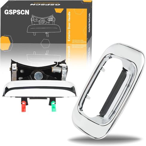 GSPSCN Chrome الباب الخلفي مقبض مقبض مزلاج وحافة مدي | ملائمة لعام 1999-2007 Chevy Silverado GMC Sierra 1500 2500 3500 | الخلفية الخارجية مع مقاطع قضيب | استبدال# 15997911 ، 15228539 ، 15228540 ، 15228541 in Kuwait