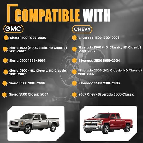 GSPSCN Chrome الباب الخلفي مقبض مقبض مزلاج وحافة مدي | ملائمة لعام 1999-2007 Chevy Silverado GMC Sierra 1500 2500 3500 | الخلفية الخارجية مع مقاطع قضيب | استبدال# 15997911 ، 15228539 ، 15228540 ، 15228541 in Kuwait