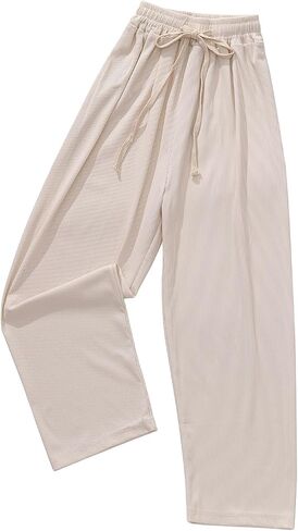 Girls Wide Leg Track Pants Side Stripe Sweatpants Elastic Waist Baggy Pants in Kuwait