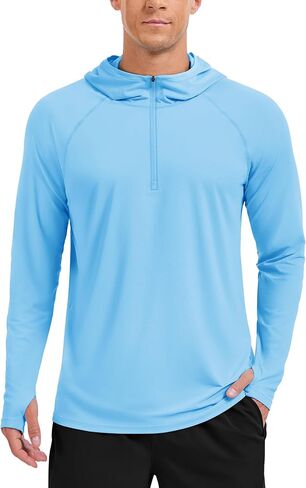 TACVASEN Mens Sun Protection Athletic Shirts UPF 50+ Rash Guard Long Sleeve Quarter Zip Sun Hoodie Running Fishing Shirt in Kuwait