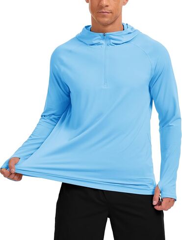 TACVASEN Mens Sun Protection Athletic Shirts UPF 50+ Rash Guard Long Sleeve Quarter Zip Sun Hoodie Running Fishing Shirt in Kuwait