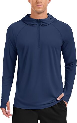 TACVASEN Mens Sun Protection Athletic Shirts UPF 50+ Rash Guard Long Sleeve Quarter Zip Sun Hoodie Running Fishing Shirt in Kuwait