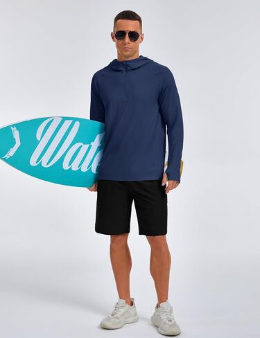 TACVASEN Mens Sun Protection Athletic Shirts UPF 50+ Rash Guard Long Sleeve Quarter Zip Sun Hoodie Running Fishing Shirt in Kuwait
