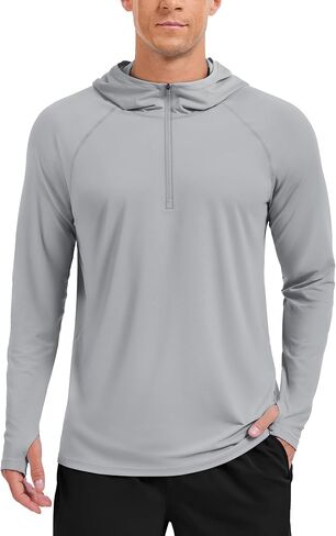 TACVASEN Mens Sun Protection Athletic Shirts UPF 50+ Rash Guard Long Sleeve Quarter Zip Sun Hoodie Running Fishing Shirt in Kuwait