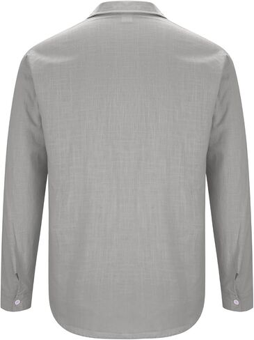 Mens Casual Cotton Linen Shirts Oversized Long Sleeve Buttons Down Tops Workout Beach Vacation Lapel Men Blouses in Kuwait