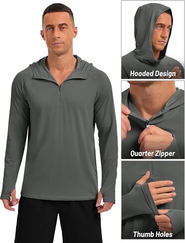 TACVASEN MENS SUN SUN PROTERTIC THRUTS UPF 50+ Rash Guard Long Sleeve Quarit in Kuwait