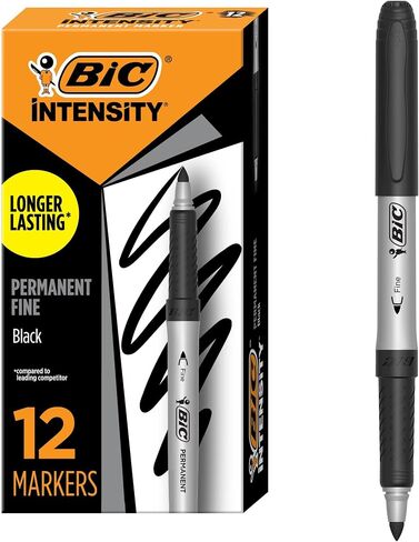 BIC Intensity Black Permanent Markers, Fine Point, 200-Count Pack of Black Markers With Non-Slip Grip for Comfort and Control in Saudi Arabia