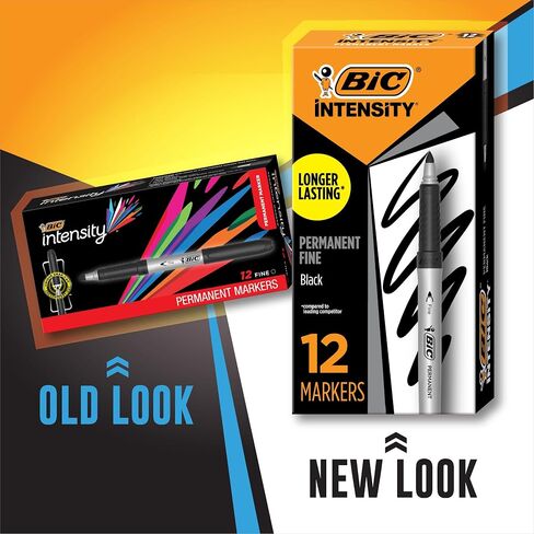 BIC Intensity Black Permanent Markers, Fine Point, 200-Count Pack of Black Markers With Non-Slip Grip for Comfort and Control in Saudi Arabia