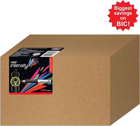 BIC Intensity Black Permanent Markers, Fine Point, 200-Count Pack of Black Markers With Non-Slip Grip for Comfort and Control in Saudi Arabia