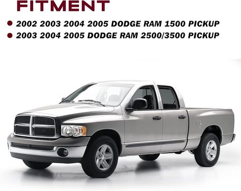 JSBOYAT Headlight Assembly Compatible with 2002-2005 Dodge Ram 1500 Pickup and 2003-2005 Dodge Ram 2500/3500 Pickup Driver Passenger Side (Chrome Housing with Amber Reflector) in Kuwait