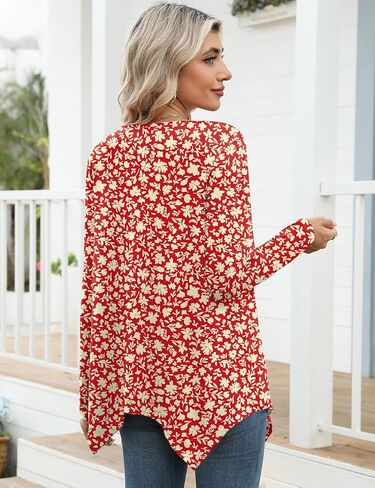 Rapbin Long Sleeve Tops V V Neck Tunic Tubs Basic Plateed Flowy Lowy Asyfymetrical Hend Fit Fit 2025 in Kuwait