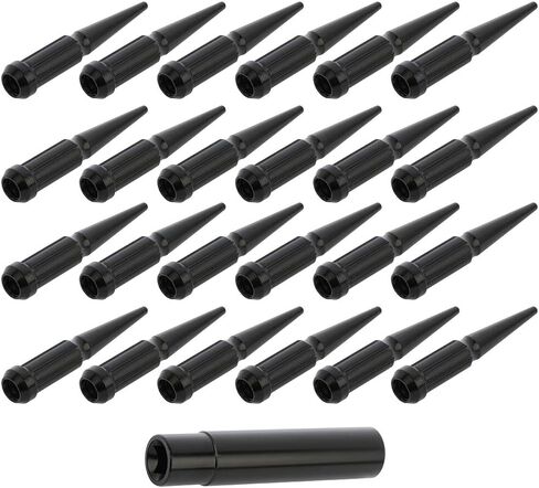 Scitoo 24pcs+1keys العجلة السوداء Lug Nuts spline المغلقة نهاية المقبس الخيط 14x2 Lug Nut for Aston Martin for Ford for Lincoln in Saudi Arabia