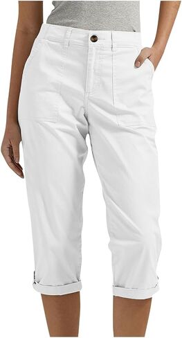 Capri Pants for Women Casual Summer Lightweight Cargo Joggers Stretch Elastic Waist Cropped Pants with Pockets in Kuwait