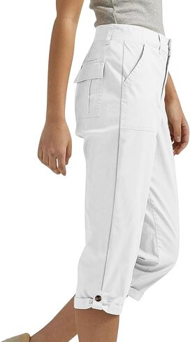 Capri Pants for Women Casual Summer Lightweight Cargo Joggers Stretch Elastic Waist Cropped Pants with Pockets in Kuwait