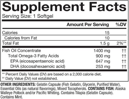 Member's Mark - أوميغا 3 ، زيت السمك 1400 ملغ (900 ملغ من EPA/DHA) ، مطلي معوي ، 150 Softgels in Saudi Arabia
