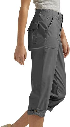 Capri Pants for Women Casual Summer Lightweight Cargo Joggers Stretch Elastic Waist Cropped Pants with Pockets in Kuwait
