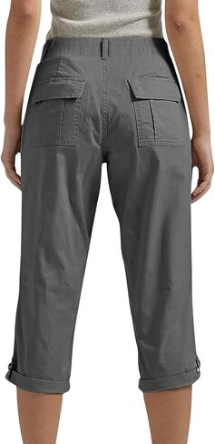 Capri Pants for Women Casual Summer Lightweight Cargo Joggers Stretch Elastic Waist Cropped Pants with Pockets in Kuwait